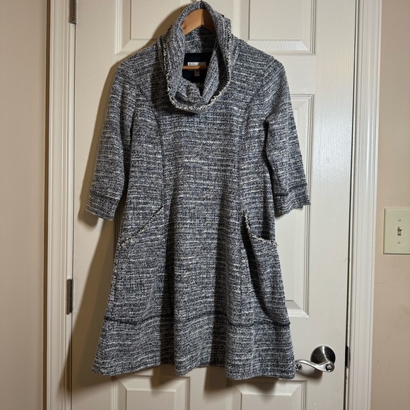 Robbie Bee Black and Gray Cowl Neck Sweater Dress Size PS - Picture 4 of 13